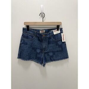 Wrangler Denim Shorts Womens Size 10 Patchwork Star Print Mid Rise NWT